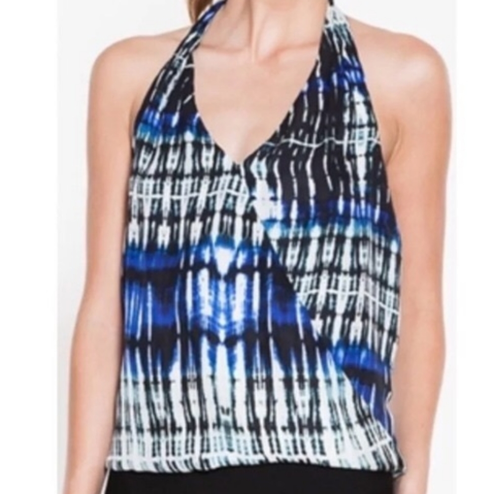 PARKER Wales draped silk wrap halter top